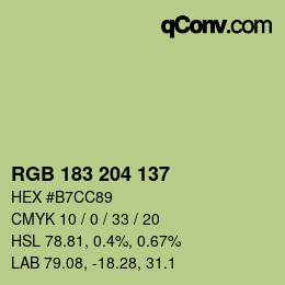 Color code: RGB 183 204 137 | qconv.com