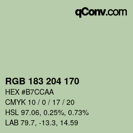 Color code: RGB 183 204 170 | qconv.com