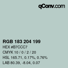 Color code: RGB 183 204 199 | qconv.com