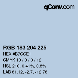 Código de color: RGB 183 204 225 | qconv.com