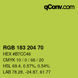 Color code: RGB 183 204 70 | qconv.com