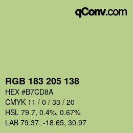 Color code: RGB 183 205 138 | qconv.com