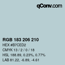 Código de color: RGB 183 206 210 | qconv.com