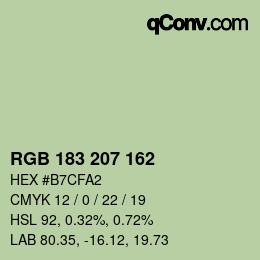Color code: RGB 183 207 162 | qconv.com