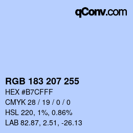 Color code: RGB 183 207 255 | qconv.com