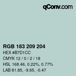 カラーコード: RGB 183 209 204 | qconv.com
