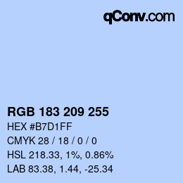 Color code: RGB 183 209 255 | qconv.com