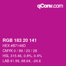 カラーコード: RGB 183 20 141 | qconv.com