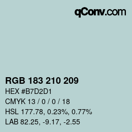 Color code: RGB 183 210 209 | qconv.com