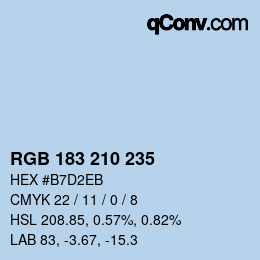 颜色代码: RGB 183 210 235 | qconv.com