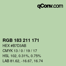 Color code: RGB 183 211 171 | qconv.com