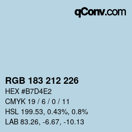 Color code: RGB 183 212 226 | qconv.com