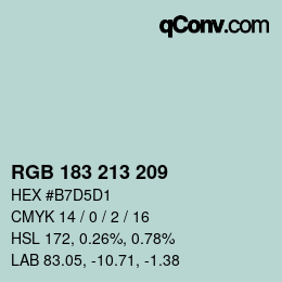 カラーコード: RGB 183 213 209 | qconv.com