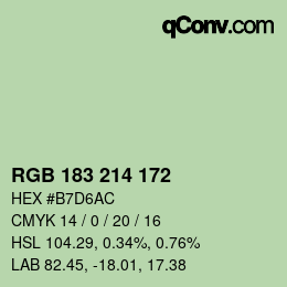 Color code: RGB 183 214 172 | qconv.com