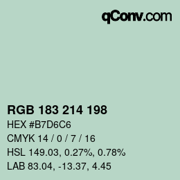 カラーコード: RGB 183 214 198 | qconv.com