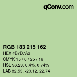 Color code: RGB 183 215 162 | qconv.com