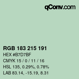 Color code: RGB 183 215 191 | qconv.com