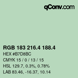 カラーコード: RGB 183 216.4 188.4 | qconv.com