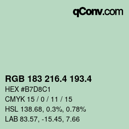 カラーコード: RGB 183 216.4 193.4 | qconv.com