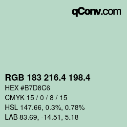 カラーコード: RGB 183 216.4 198.4 | qconv.com