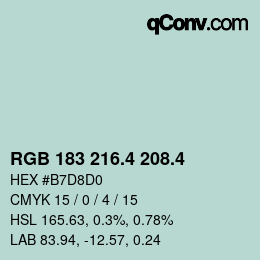 カラーコード: RGB 183 216.4 208.4 | qconv.com