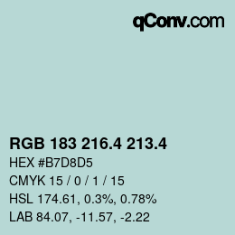 カラーコード: RGB 183 216.4 213.4 | qconv.com
