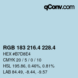 カラーコード: RGB 183 216.4 228.4 | qconv.com