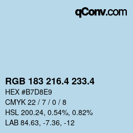 カラーコード: RGB 183 216.4 233.4 | qconv.com