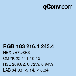 カラーコード: RGB 183 216.4 243.4 | qconv.com