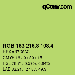 カラーコード: RGB 183 216.8 108.4 | qconv.com