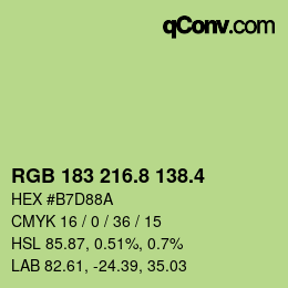 カラーコード: RGB 183 216.8 138.4 | qconv.com