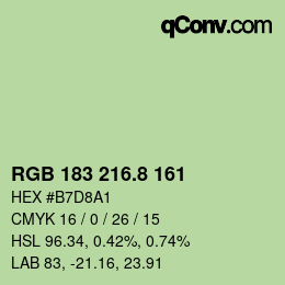 カラーコード: RGB 183 216.8 161 | qconv.com