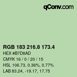 カラーコード: RGB 183 216.8 173.4 | qconv.com