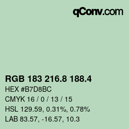 カラーコード: RGB 183 216.8 188.4 | qconv.com