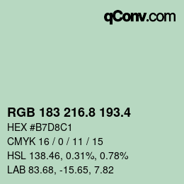 カラーコード: RGB 183 216.8 193.4 | qconv.com
