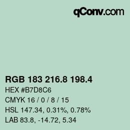 カラーコード: RGB 183 216.8 198.4 | qconv.com