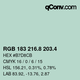 カラーコード: RGB 183 216.8 203.4 | qconv.com