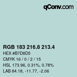 カラーコード: RGB 183 216.8 213.4 | qconv.com