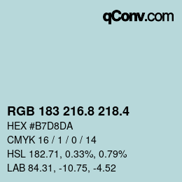 カラーコード: RGB 183 216.8 218.4 | qconv.com