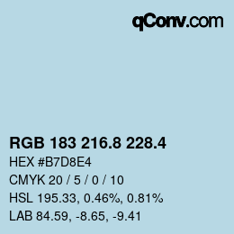 カラーコード: RGB 183 216.8 228.4 | qconv.com