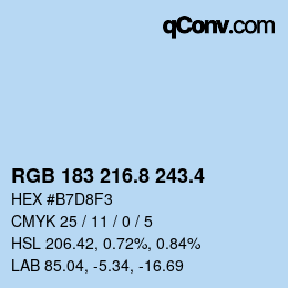 カラーコード: RGB 183 216.8 243.4 | qconv.com