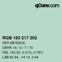 颜色代码: RGB 183 217 202 | qconv.com