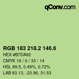 カラーコード: RGB 183 218.2 146.6 | qconv.com