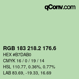 カラーコード: RGB 183 218.2 176.6 | qconv.com