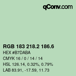カラーコード: RGB 183 218.2 186.6 | qconv.com