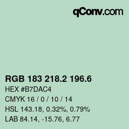 カラーコード: RGB 183 218.2 196.6 | qconv.com