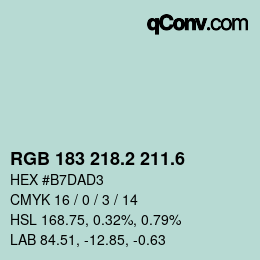 カラーコード: RGB 183 218.2 211.6 | qconv.com