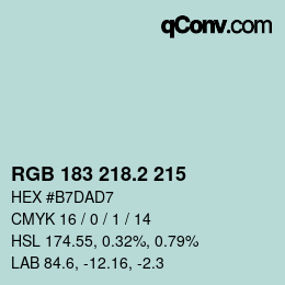 カラーコード: RGB 183 218.2 215 | qconv.com