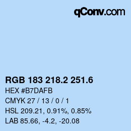 カラーコード: RGB 183 218.2 251.6 | qconv.com