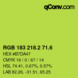カラーコード: RGB 183 218.2 71.6 | qconv.com